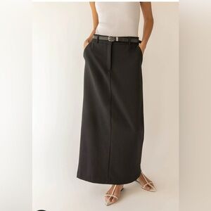 Oak + Fort Maxi Suiting Skirt in Black Modern Casula Chic Academia  , size 4
